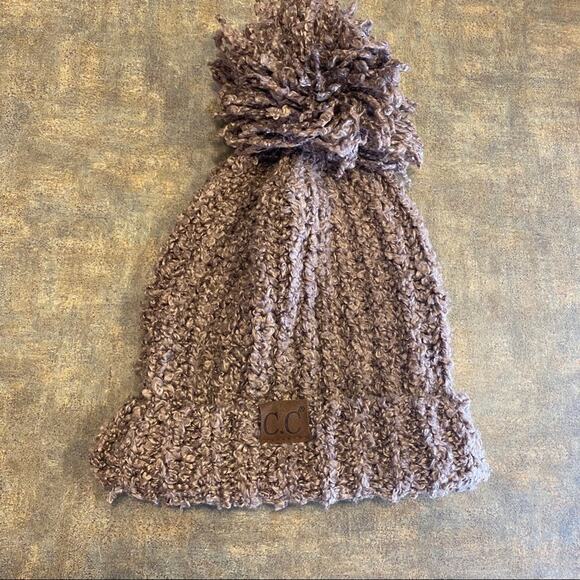 C.C Soft Knit Pom Beanie Winter Hat Adult Soft Brown Light Brown Cozy Warm - Picture 1 of 6